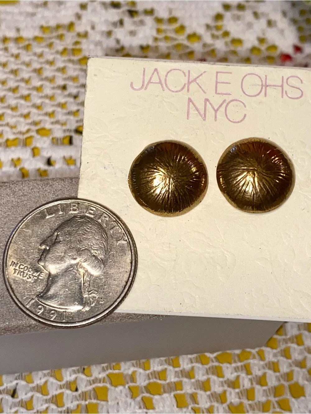Gold Dome Button Earrings